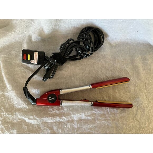 Chi Ceramic Flat Iron 1” Tested GF1159 Hair Straightener Red Silver Long‎ Cord - Picture 1 of 8